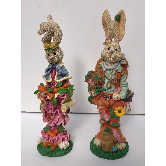 Easter Bunny Mini Figures Couple Rabbits Figurines 8" tall x 2" - Picture 5 of 10
